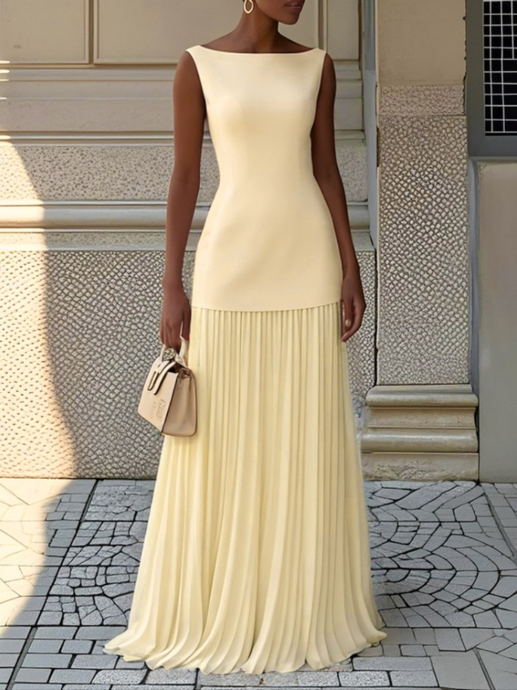 Shift Dress Sleeveless - Summer New Women Elegant Solid Splice