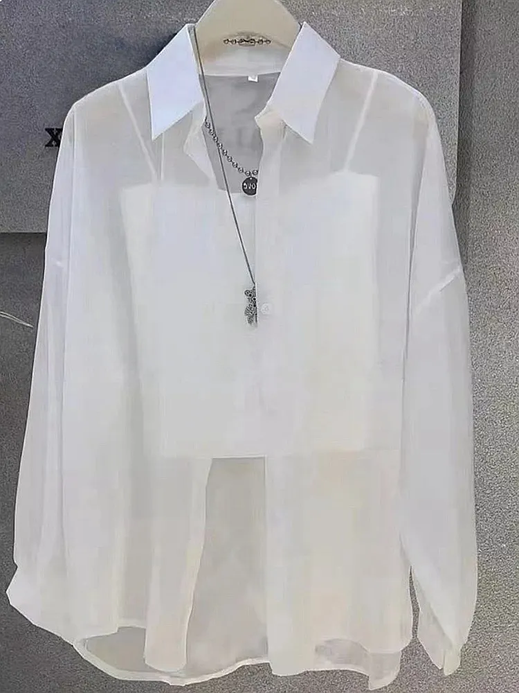 Silk Blouse Button - Plus Size Women's Summer 2025 Ice