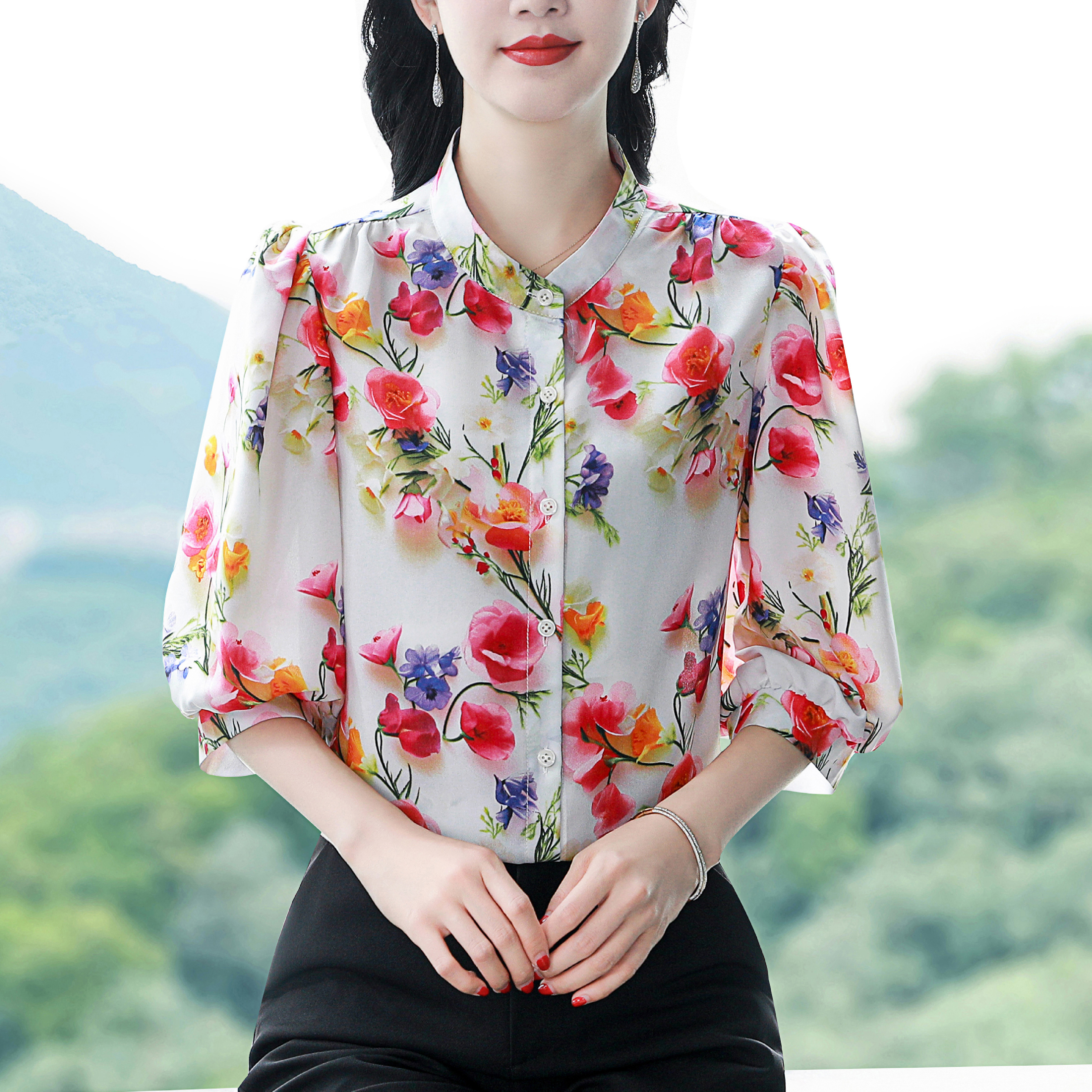 Elegant Fashion Chiffon shirt  - огляд і ціна Silk Blouse Button