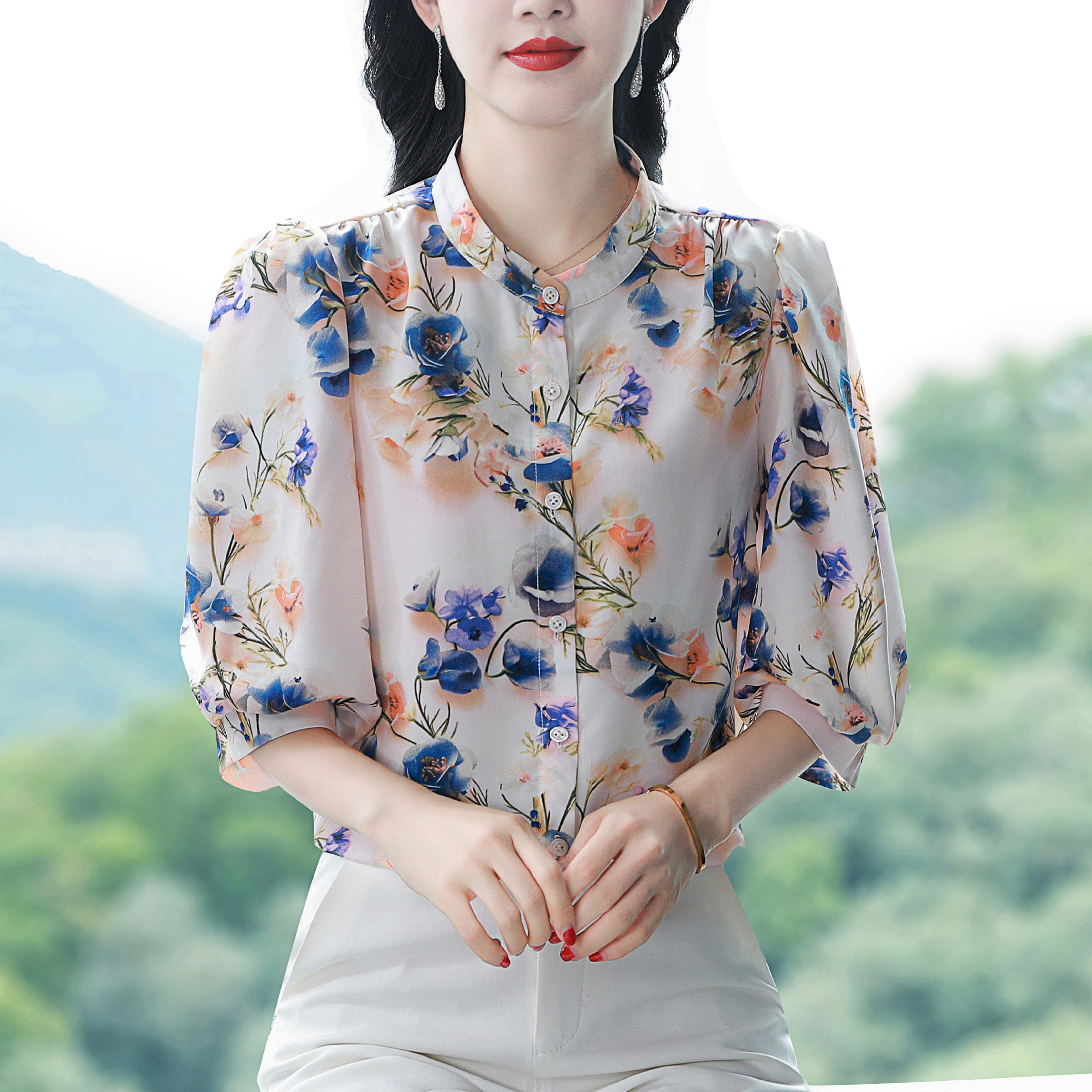 Elegant Fashion Chiffon shirt  - огляд і ціна Silk Blouse Button