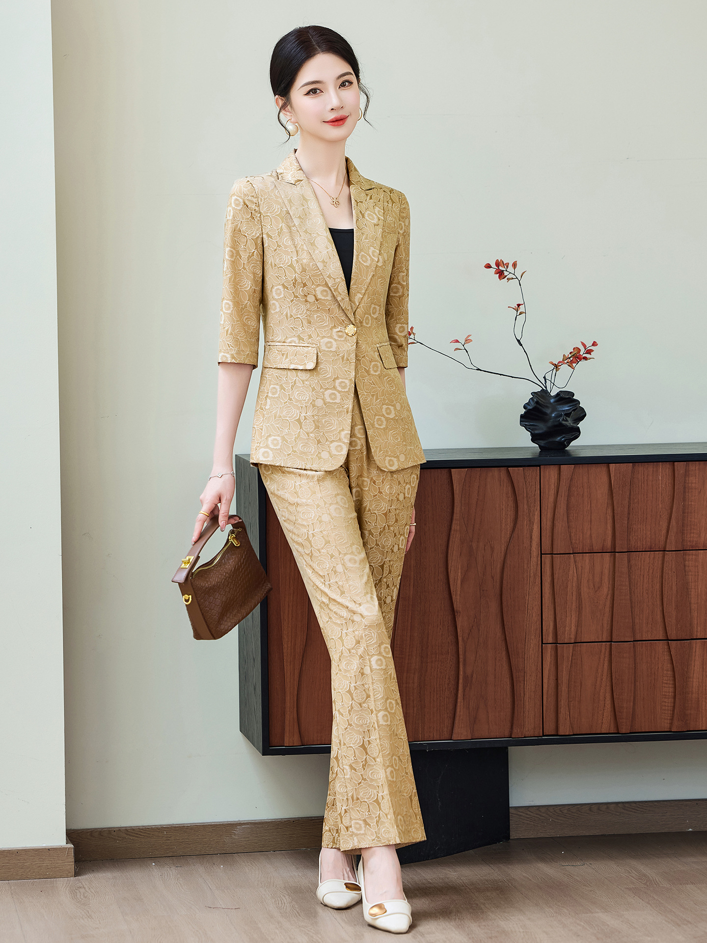 Fashion Apricot Half Sleeve Pr - огляд і ціна Women'S Formal Wear Suits