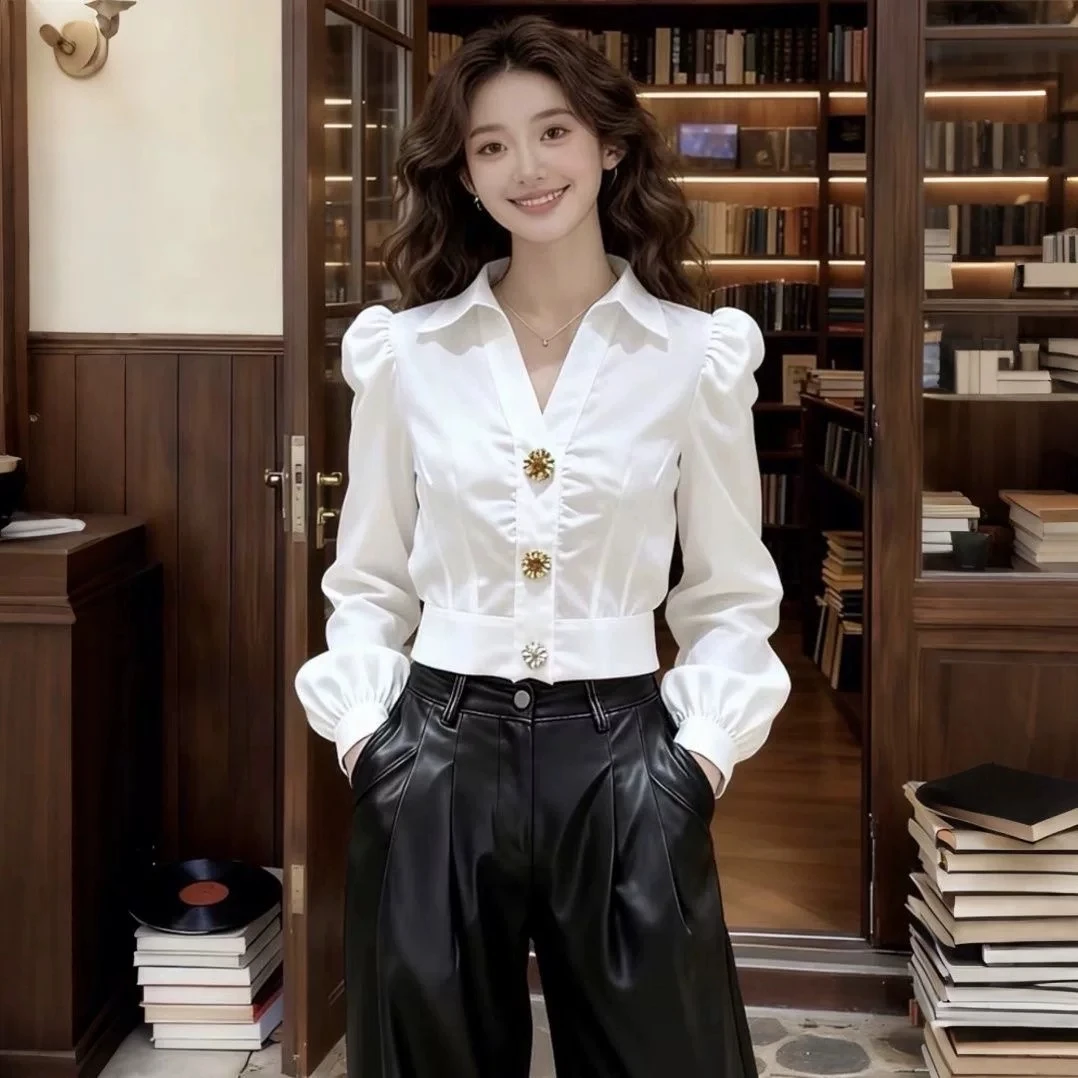 Elegant White Shirt V Neck Blo - огляд і ціна Women Formal Office Wear Tops
