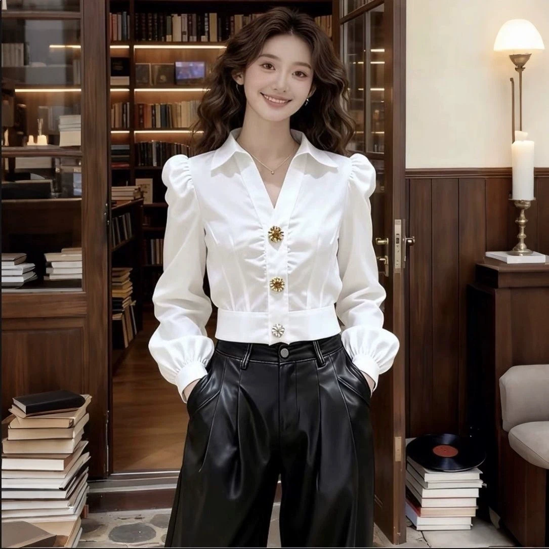 Elegant White Shirt V Neck Blo - огляд і ціна Women Formal Office Wear Tops