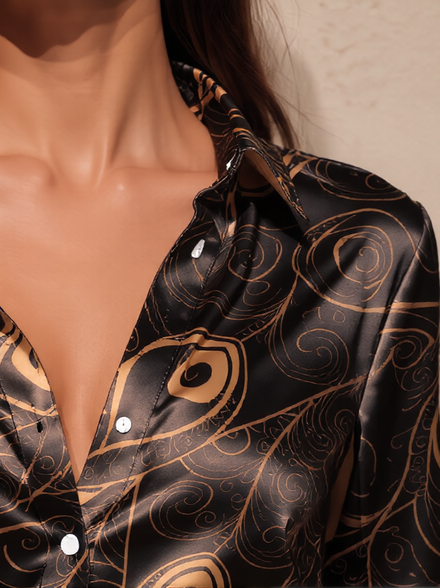 Large Color Dot Women Satin Sh - огляд і ціна Silk Blouse Button