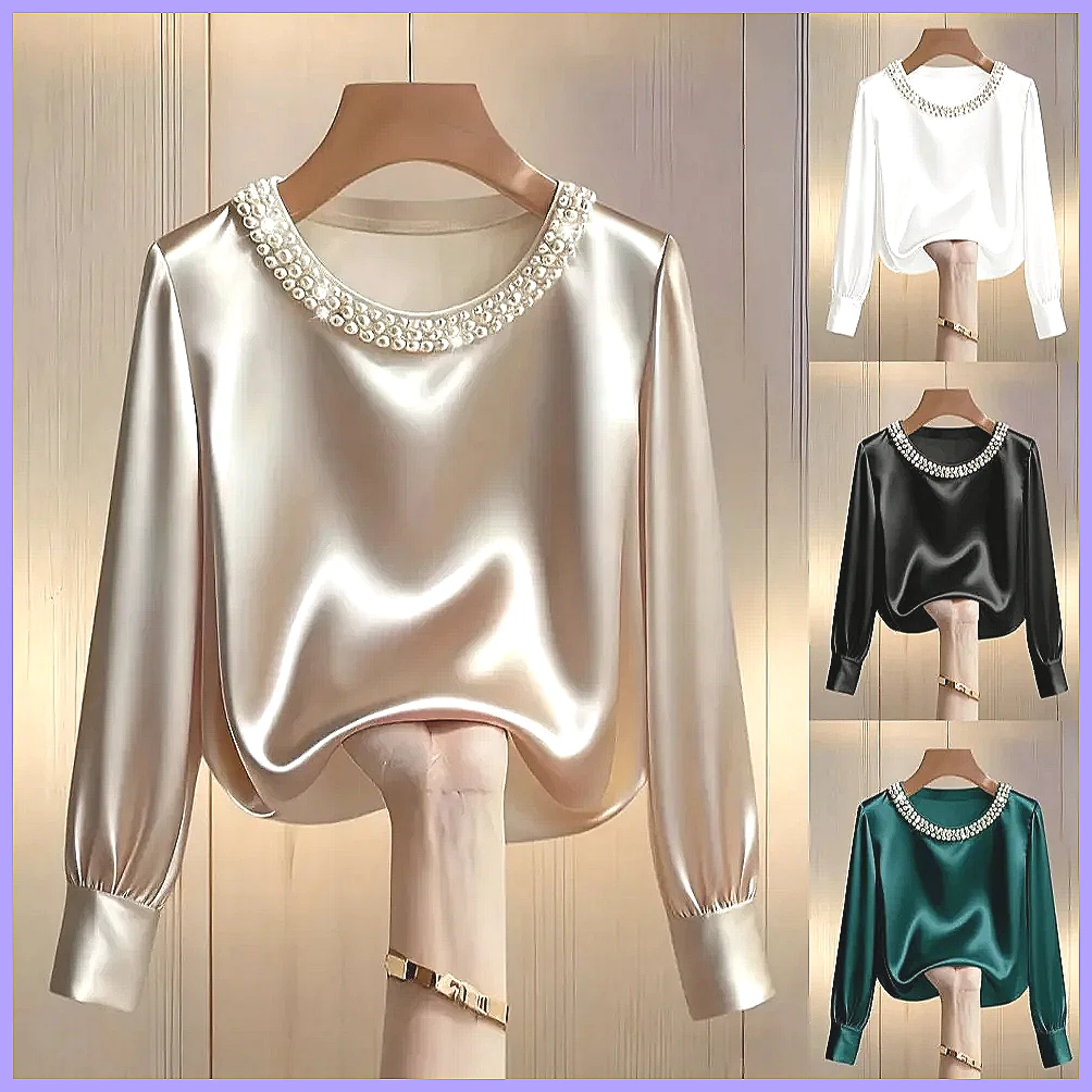 Elegant Beaded Satin Blouse fo - огляд і ціна Silk Blouse Button