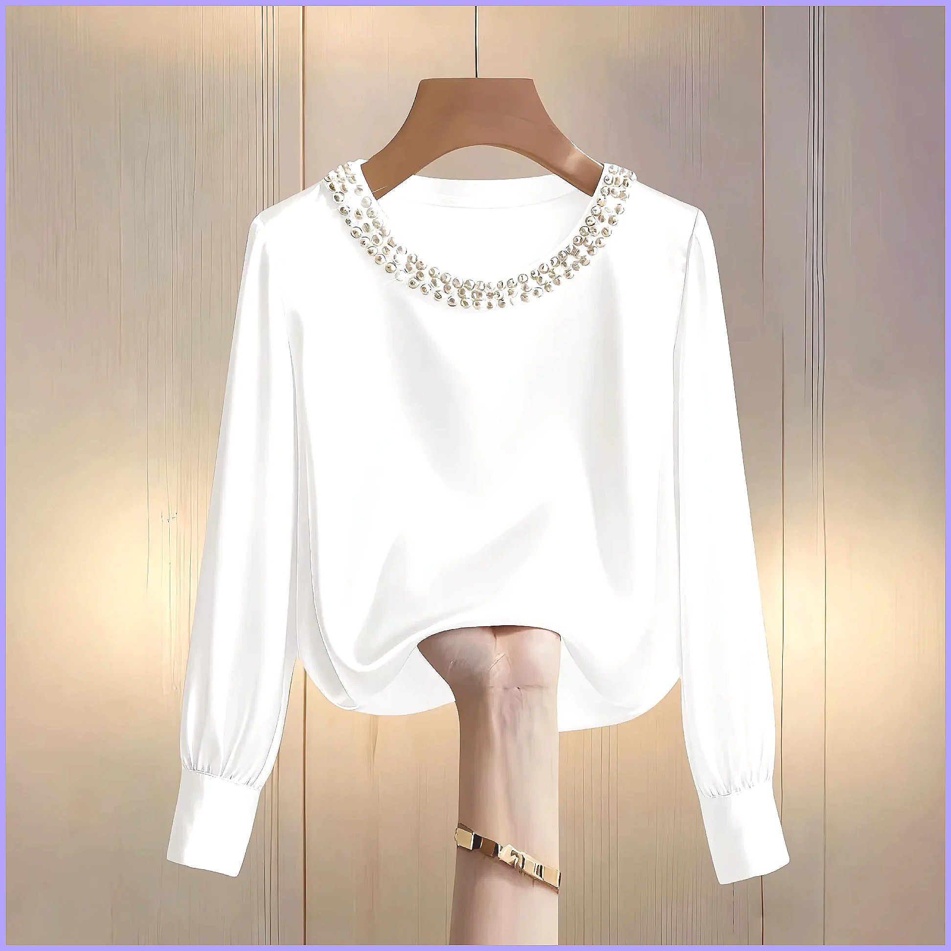 Elegant Beaded Satin Blouse fo - огляд і ціна Silk Blouse Button