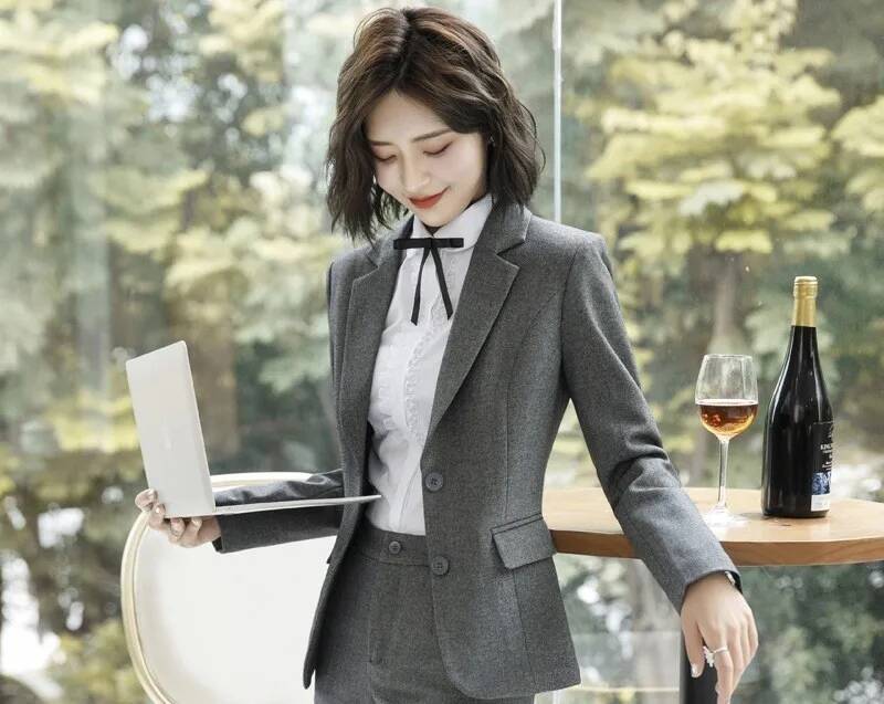Novelty Gray Formal Blazers an - огляд і ціна Women Formal Office Wear Tops