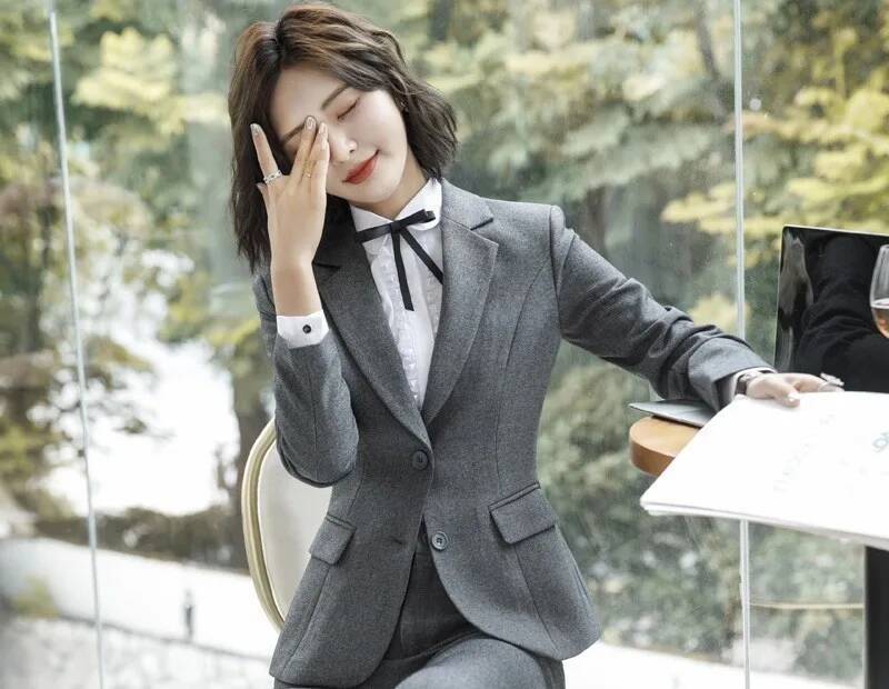Novelty Gray Formal Blazers an - огляд і ціна Women Formal Office Wear Tops