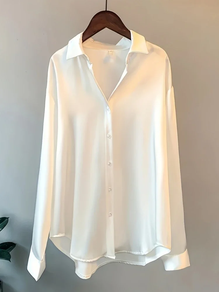 Plus Size Shirts 2025 Loose Ca - огляд і ціна Silk Blouse Button