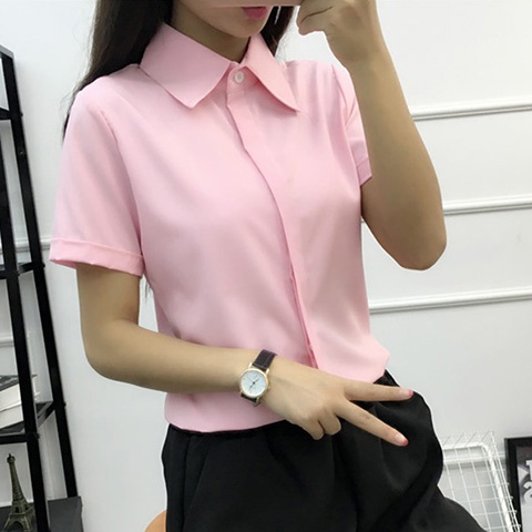 White Loose Short Sleeve Shirt - огляд і ціна Women Formal Wear Korean