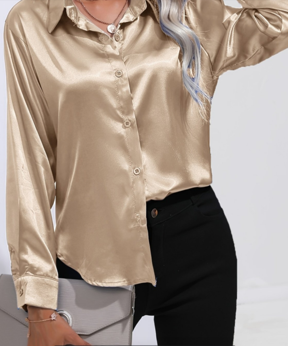 Plus Size Casual Women Silk Sh - огляд і ціна Silk Blouse Button