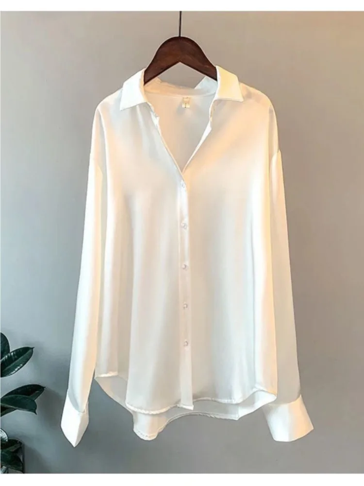 Plus Size Casual Women Silk Sh - огляд і ціна Silk Blouse Button