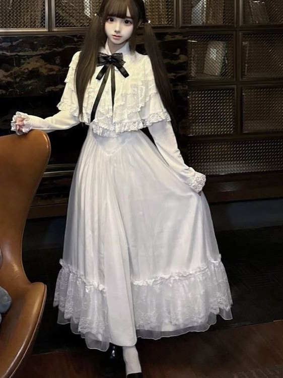 Japanese Short Sleeve Bow Lace - огляд і ціна Women Formal Wear Dress