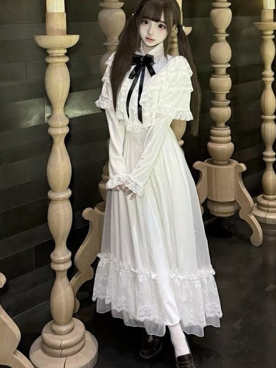 Japanese Short Sleeve Bow Lace - огляд і ціна Women Formal Wear Dress