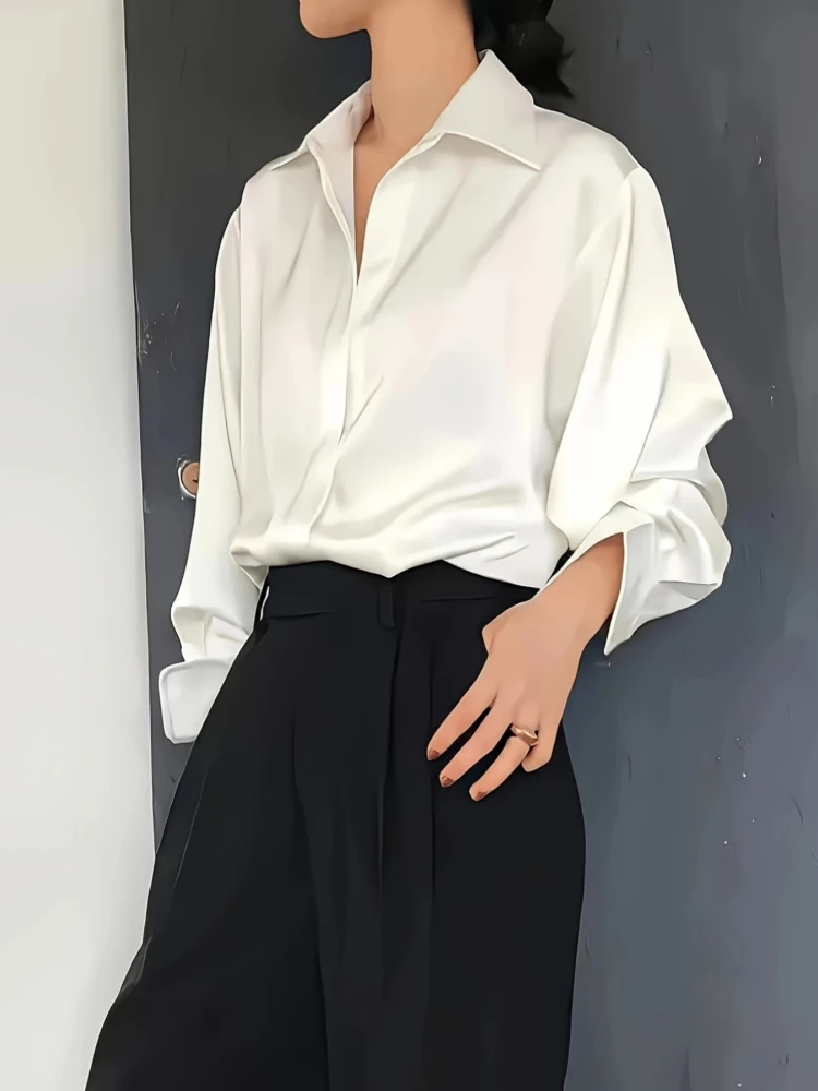 Plus Size Loose Casual Women S - огляд і ціна Silk Blouse Button
