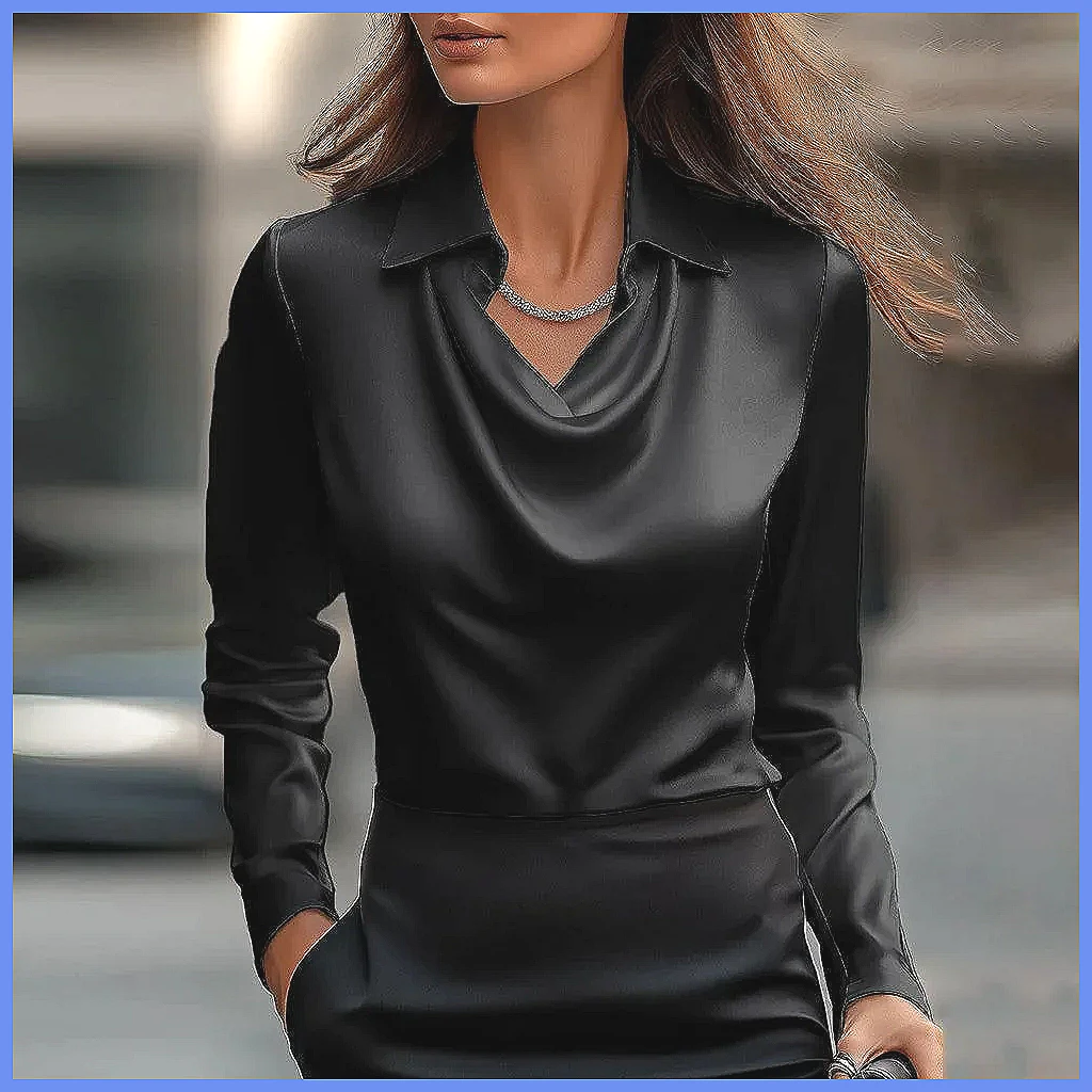 Vintage Satin Blouse Women Lon - огляд і ціна Silk Blouse Button