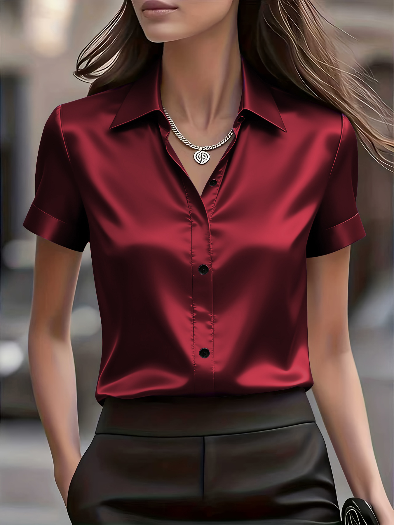 Elegant Slim Fit Silk Blend Co - огляд і ціна Silk Blouse Button