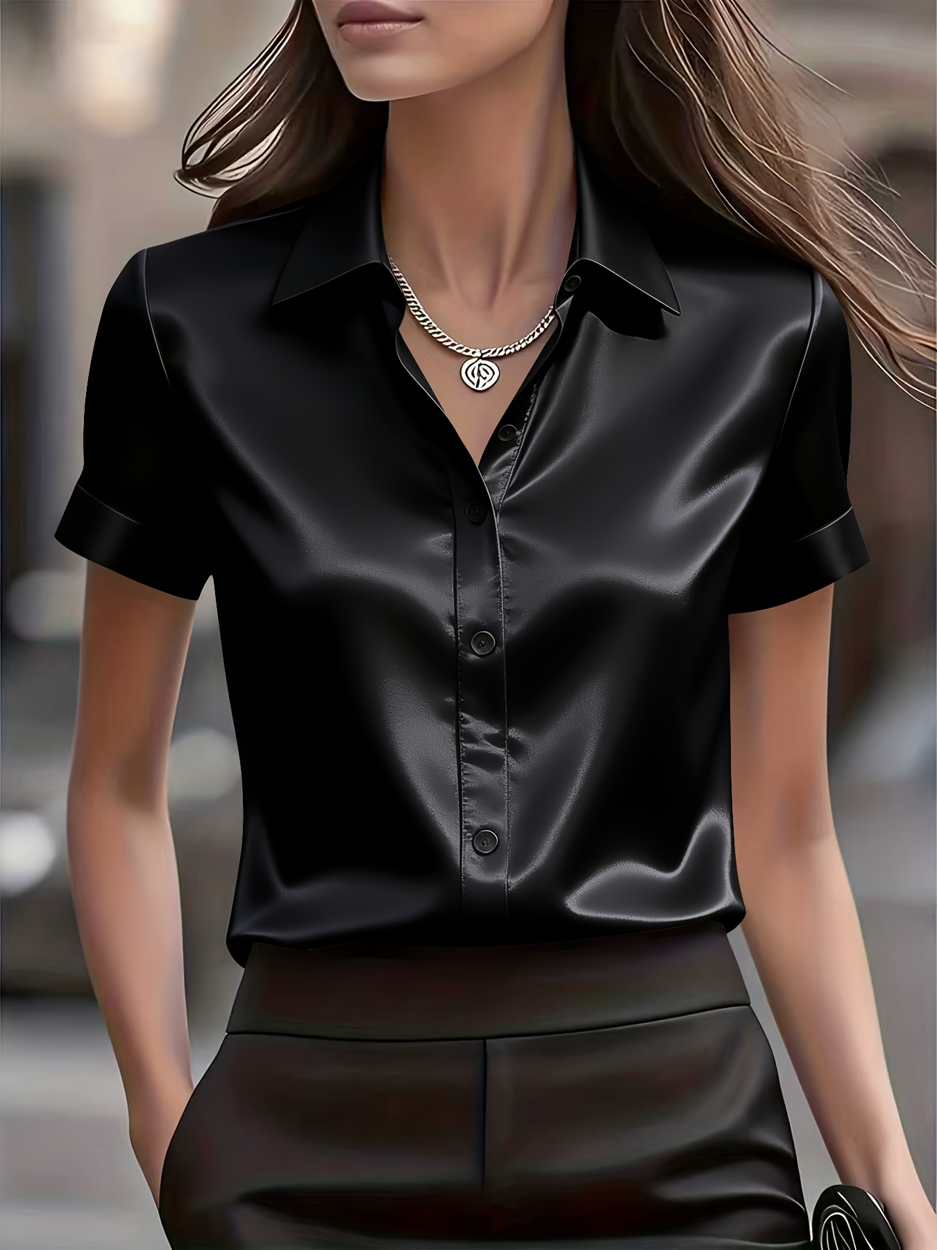Elegant Slim Fit Silk Blend Co - огляд і ціна Silk Blouse Button
