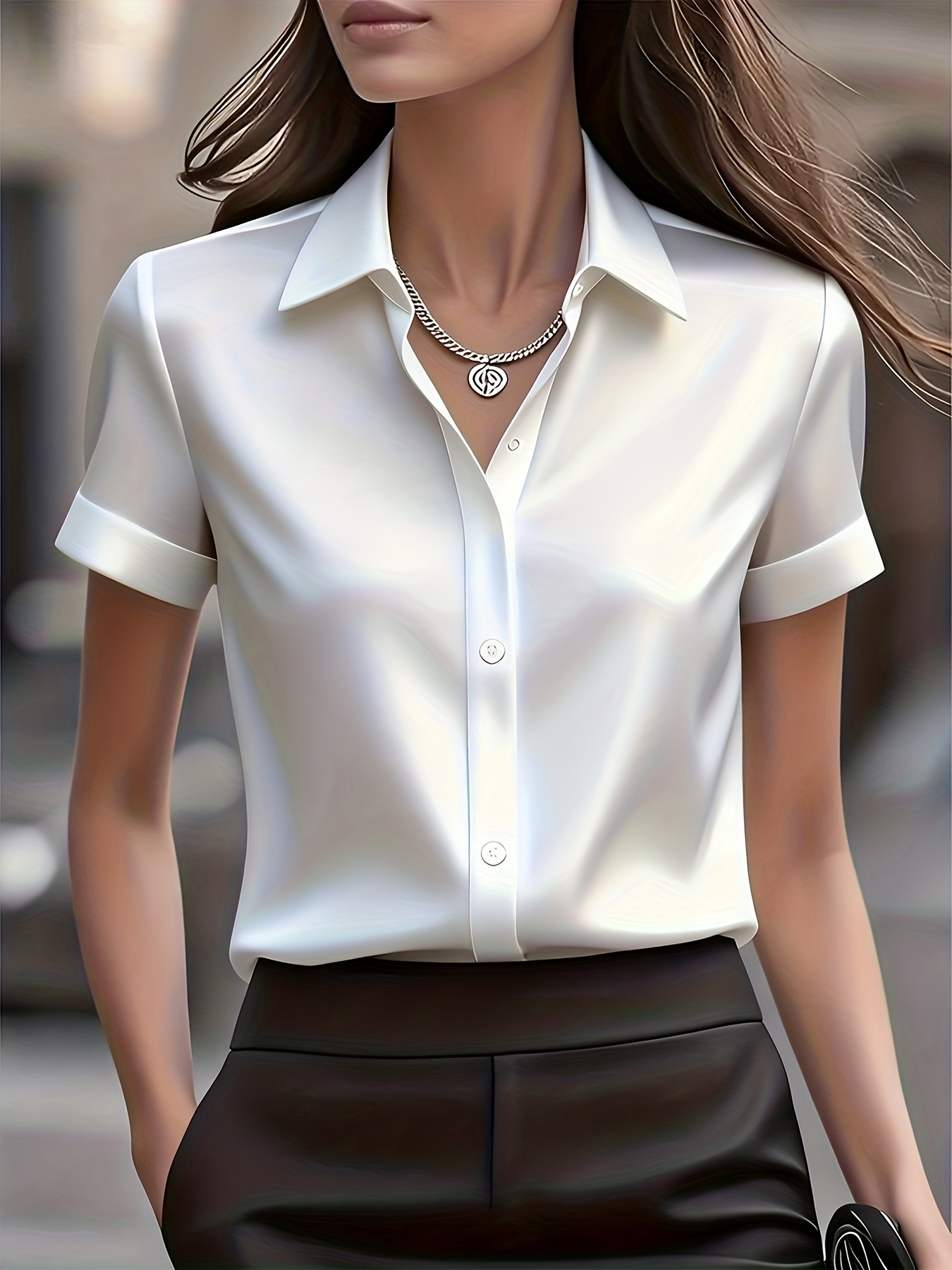 Elegant Slim Fit Silk Blend Co - огляд і ціна Silk Blouse Button