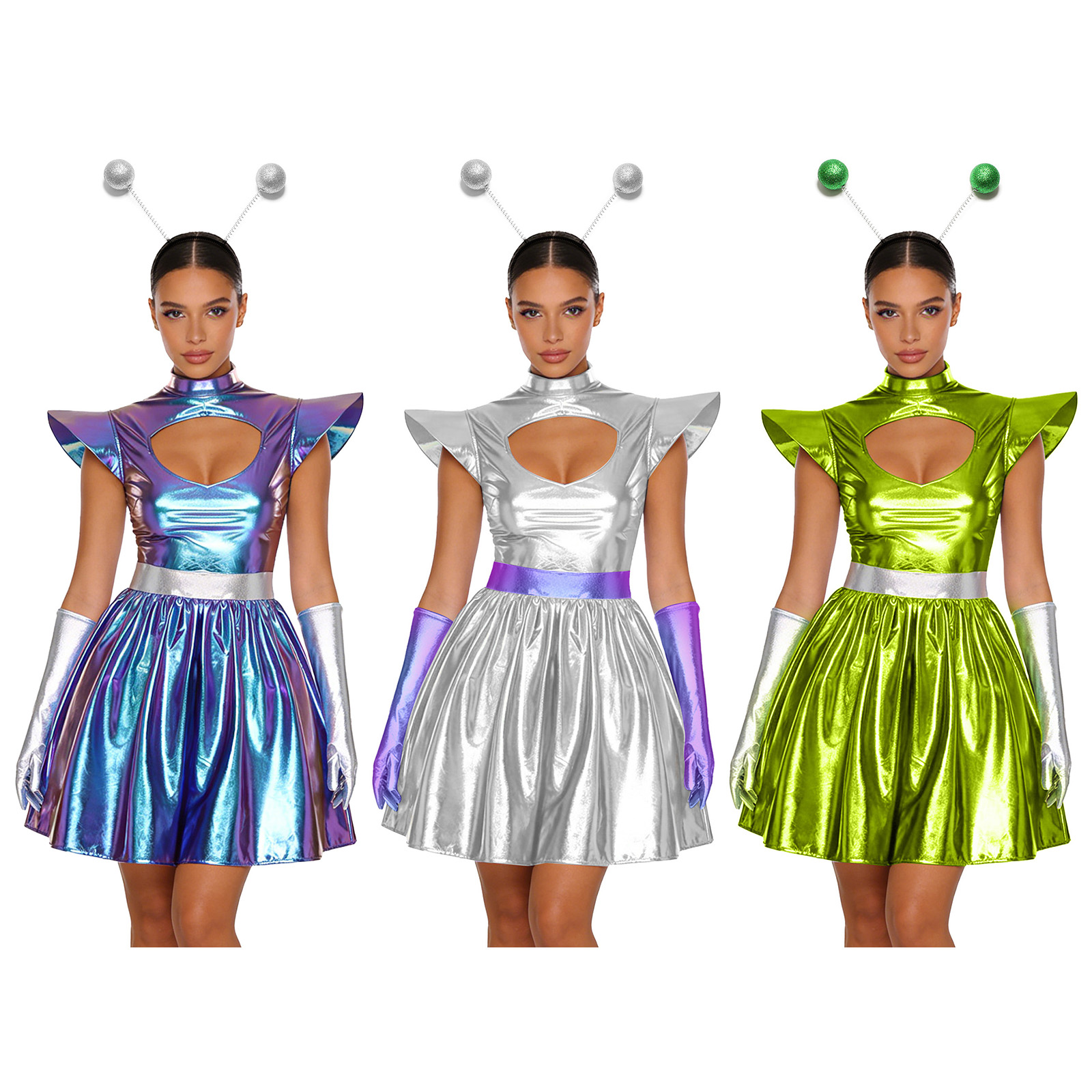 Women Shiny Alien Outerspace C - огляд і ціна Shift Dress Sleeveless