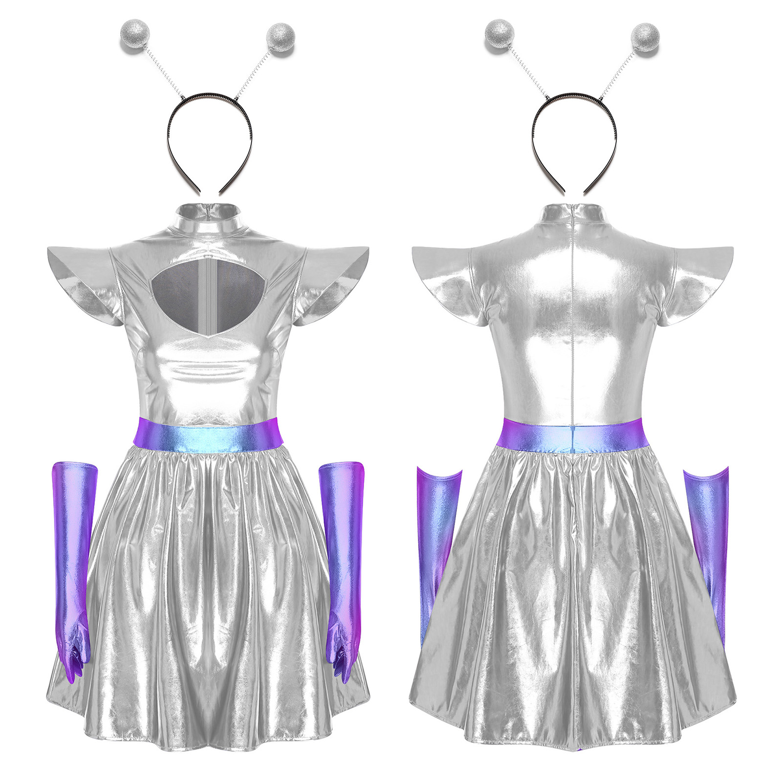 Women Shiny Alien Outerspace C - огляд і ціна Shift Dress Sleeveless