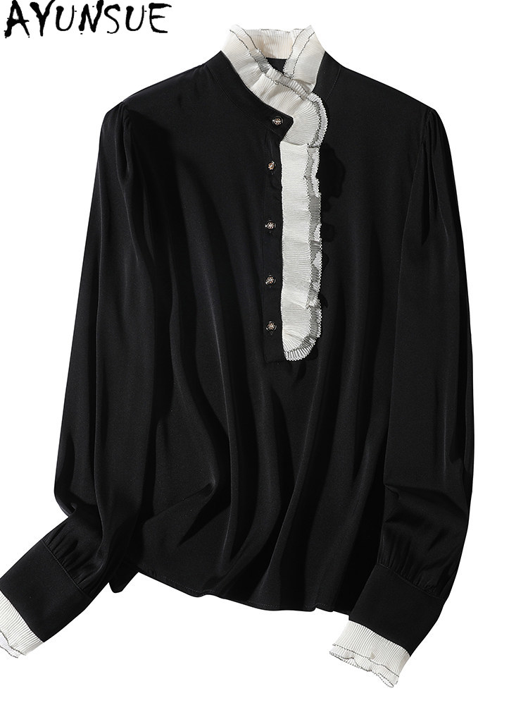 AYUNSUE 95% Mulberry Silk Shir - огляд і ціна Silk Blouse Button