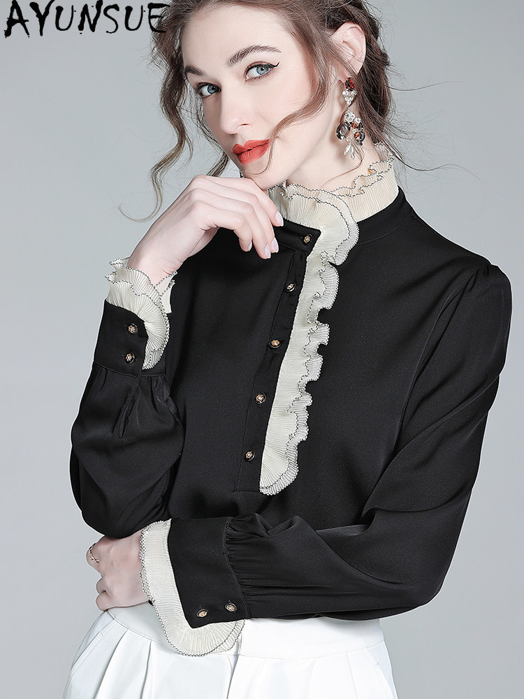AYUNSUE 95% Mulberry Silk Shir - огляд і ціна Silk Blouse Button