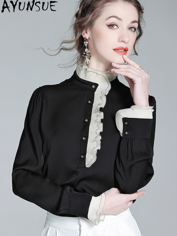 AYUNSUE 95% Mulberry Silk Shir - огляд і ціна Silk Blouse Button