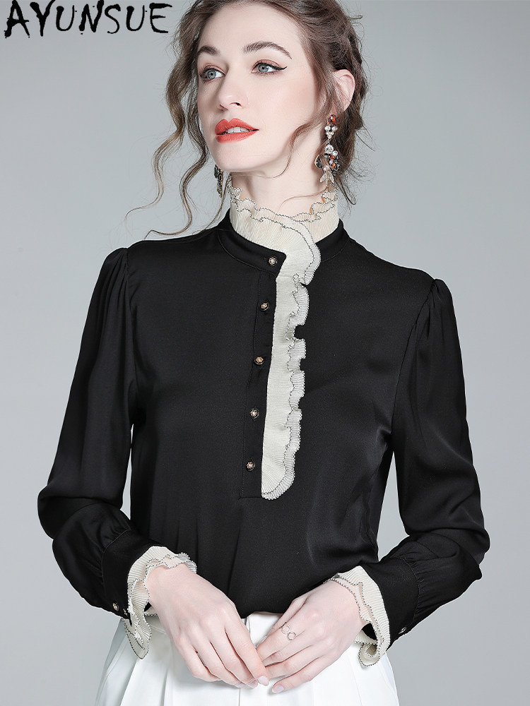 AYUNSUE 95% Mulberry Silk Shir - огляд і ціна Silk Blouse Button