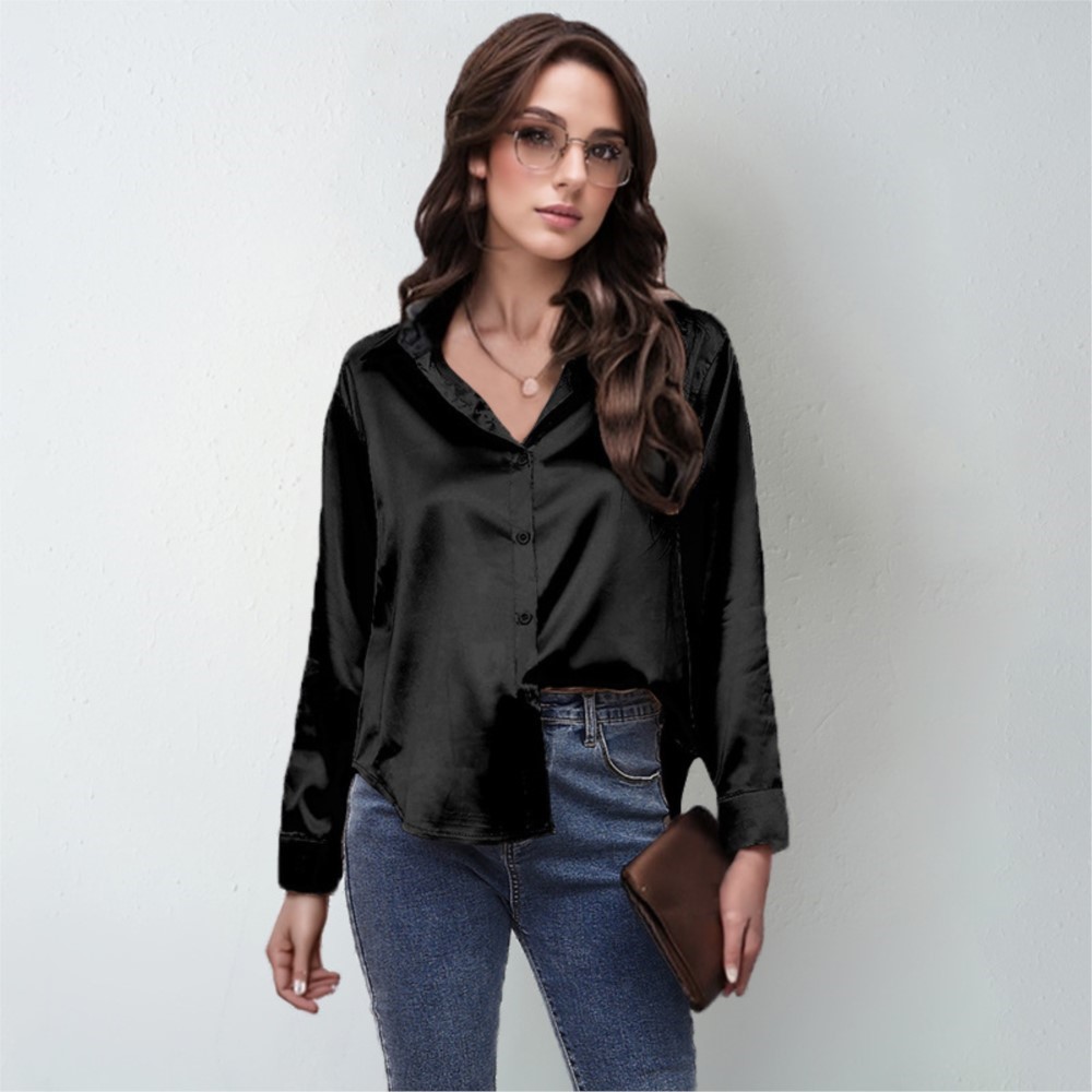 Spring Satin Shirt Women Loose - огляд і ціна Silk Blouse Button