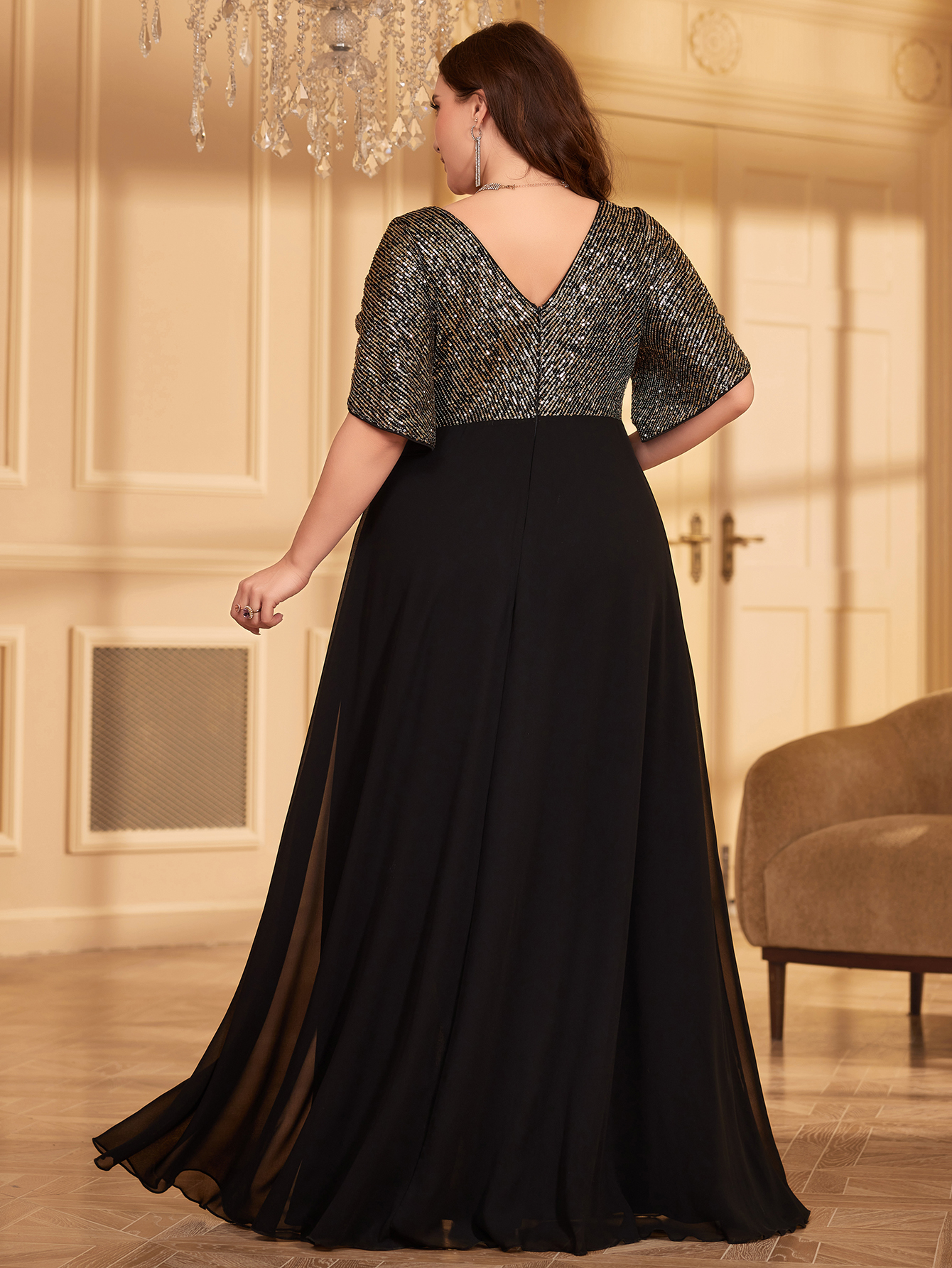 UNITHORSE Plus Size Sequin Pat - огляд і ціна Women Formal Wear Dress