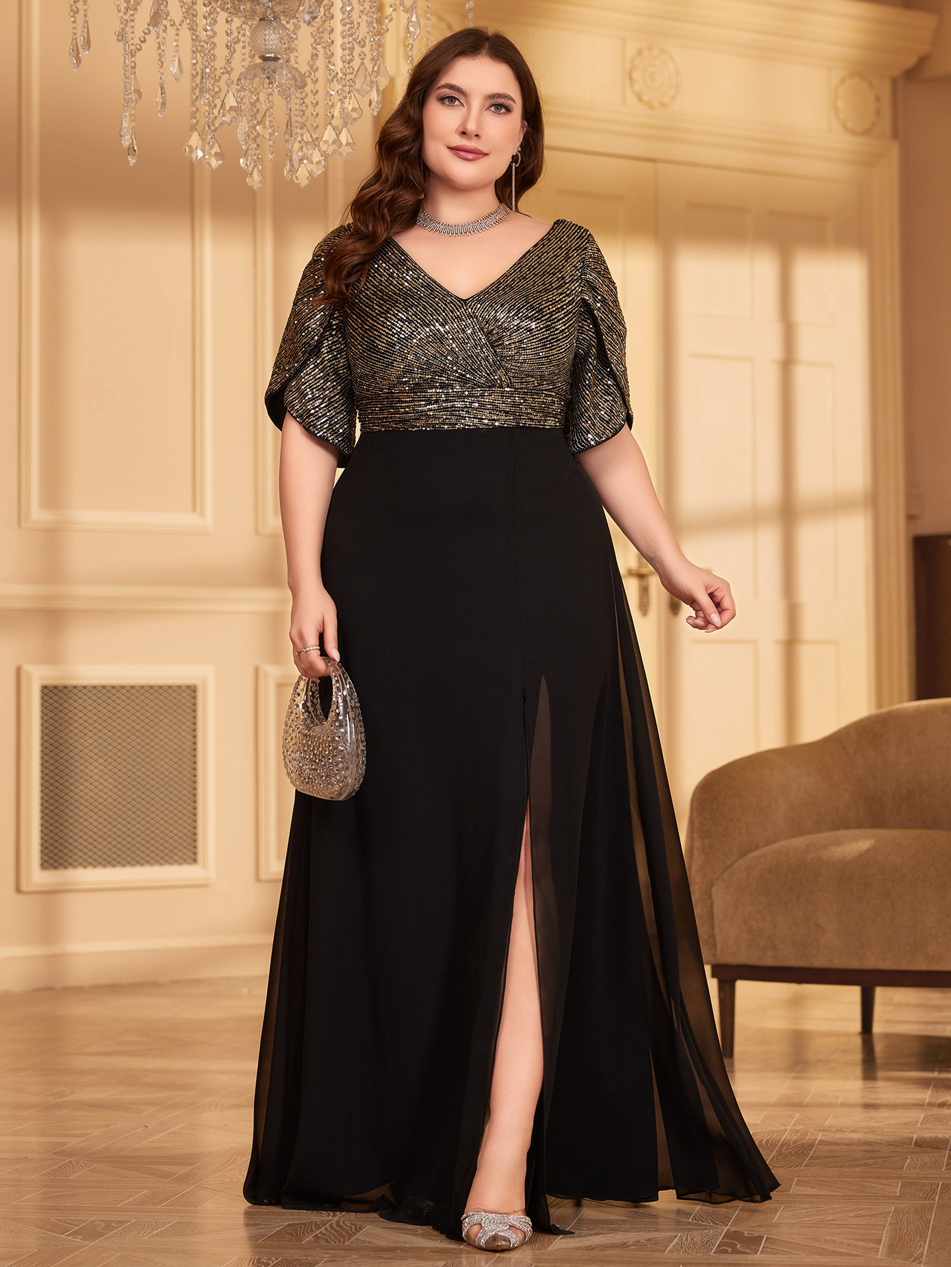 UNITHORSE Plus Size Sequin Pat - огляд і ціна Women Formal Wear Dress