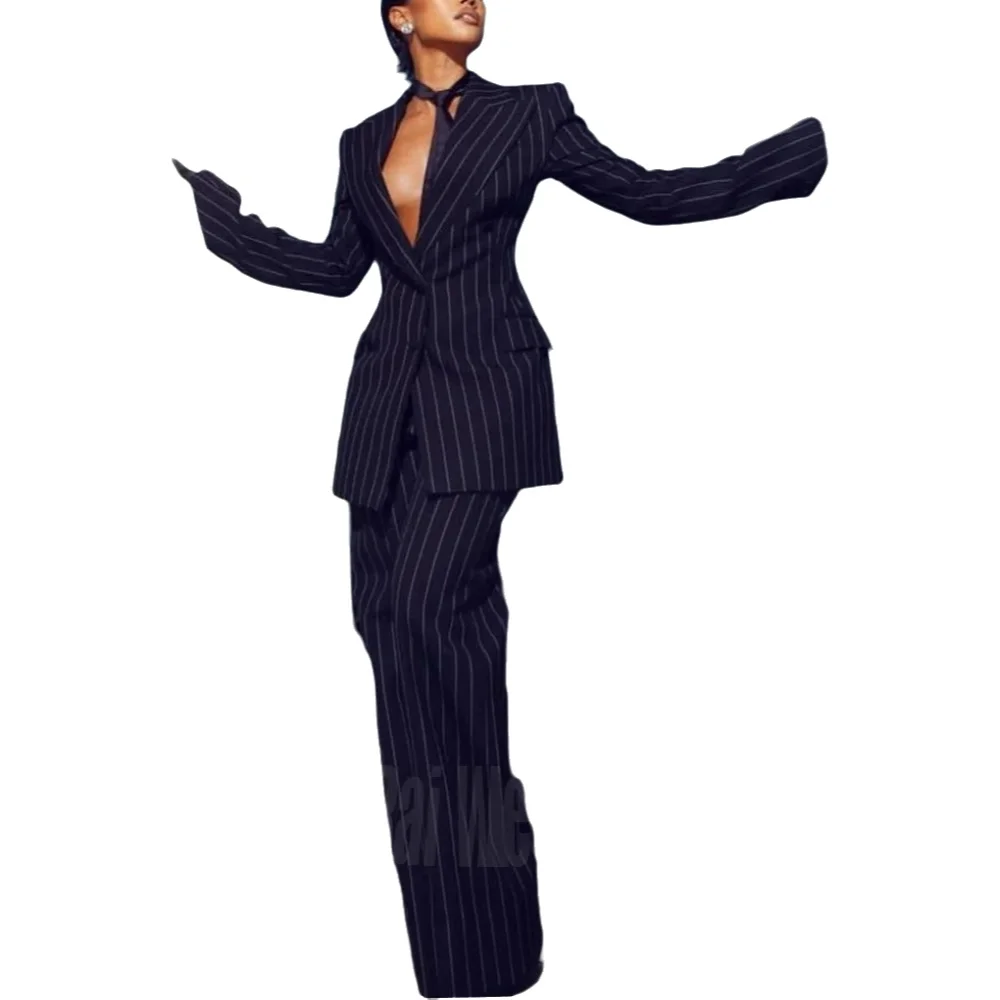 Navy Blue Striped Suit For Wom - огляд і ціна Women'S Formal Wear With Pants